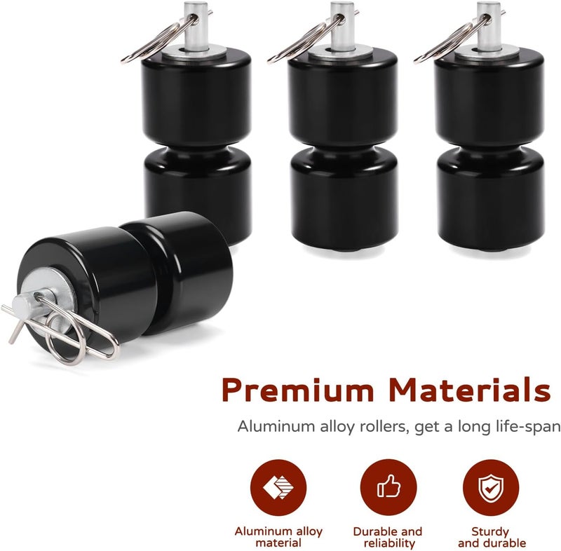 Atesilor 4Pcs Aluminum Alloy Rollers Pins Washers Rings Black with EZ Spring Clips Compatible with Gorilla Lift Trailer Gate Assist,Compatible with Trailer Tailgate Lift Assist Rollers Kit - Image 3
